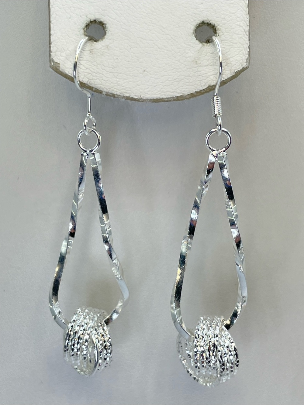 Silver Abstract Teardrop Dangle Earrings  Modern Statement Boho Bold